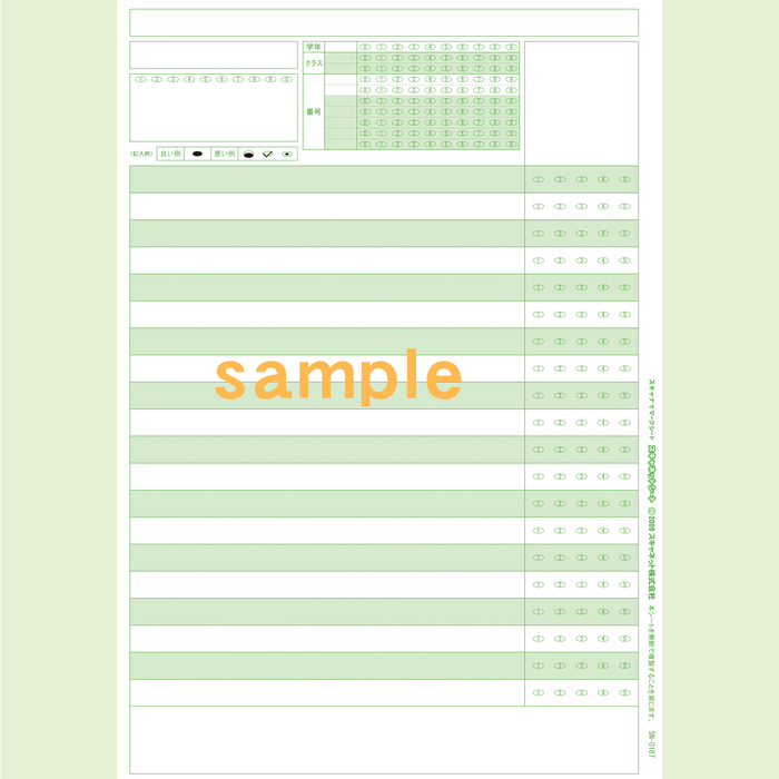 【100枚入り】SN-0187　A4アンケートシート年クラス番号20問5択