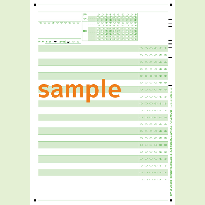 SN-0376　A4アンケートシート年クラス番号20問6択